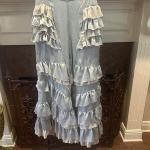 Oli & Hali Light Blue Ruffled Wide Leg Pants